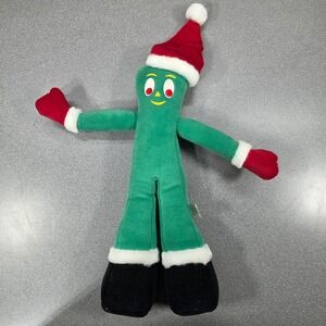 Trendmasters Gumby Christmas Plush 18" Green Excellent Santa Hat Holiday 1996